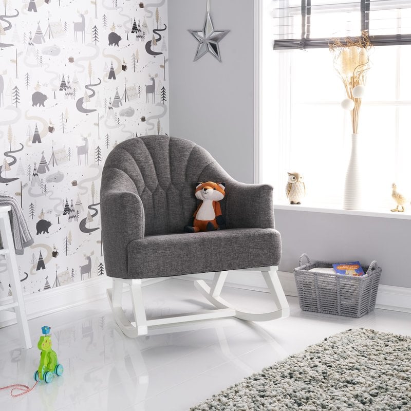 Obaby Obaby - Round Back Rocking Chair – White with Grey Padded Seat