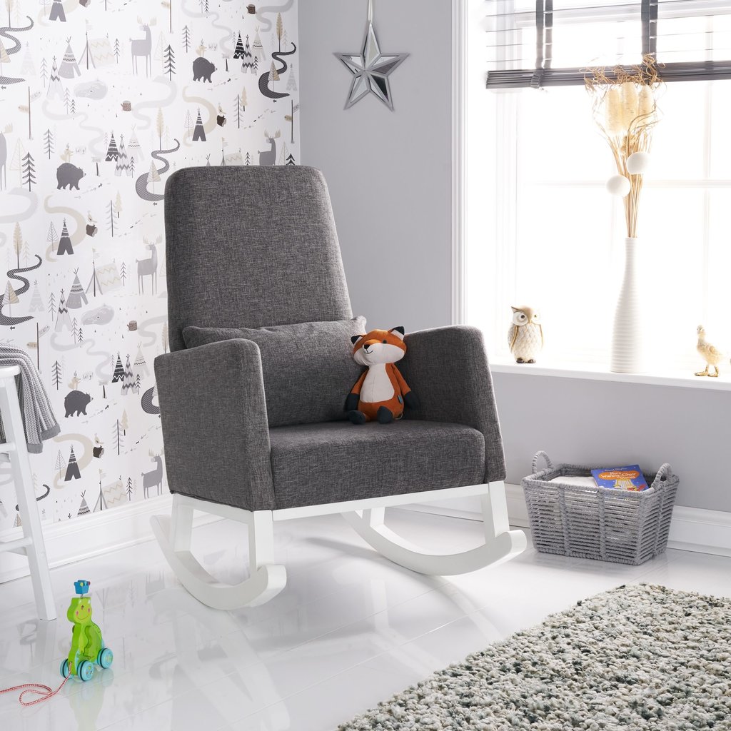 Obaby Obaby - High Back Rocking Chair – White with Grey Cushion