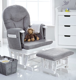 Obaby Obaby - Reclining Glider Chair and Stool – White with Grey Cushion