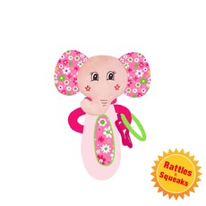 Baby Bow Baby Elephant Hand Squeak Toy Pink