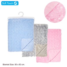 Baby Bow Rosette Style Fur Baby Blanket-Blue