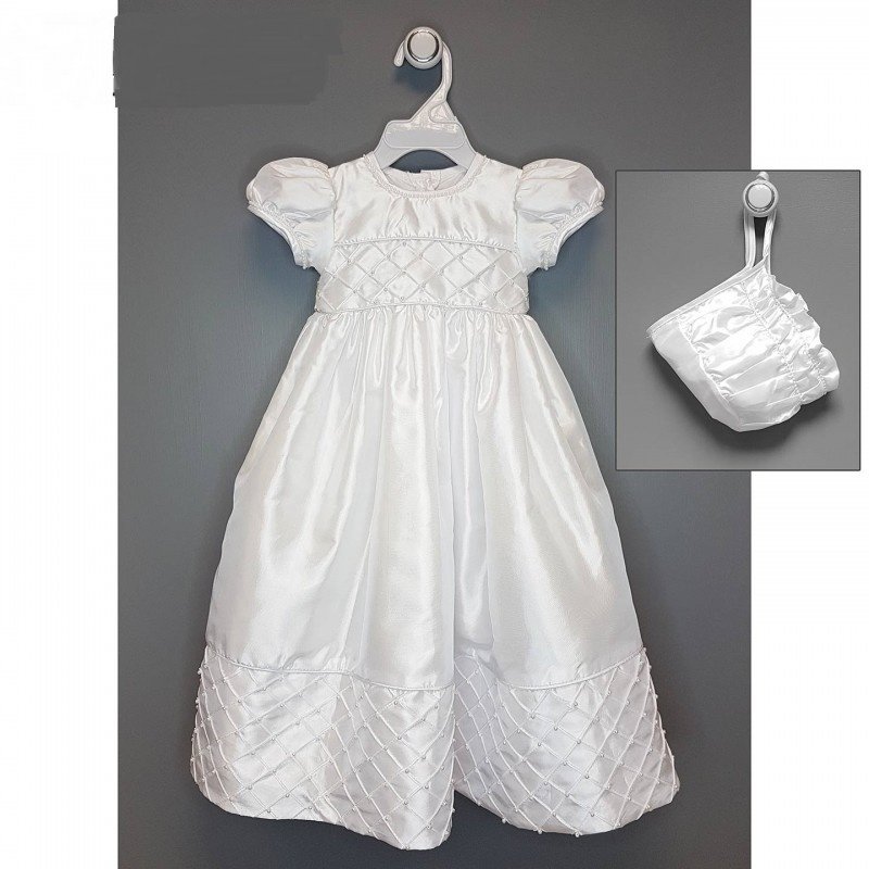 Baby Bow Daydream Christening  Pearl Gown with Bonnett