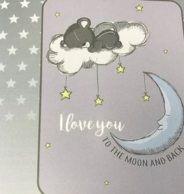 Itsy Bitsy Moon And Back Bear Baby Blanket- Grey