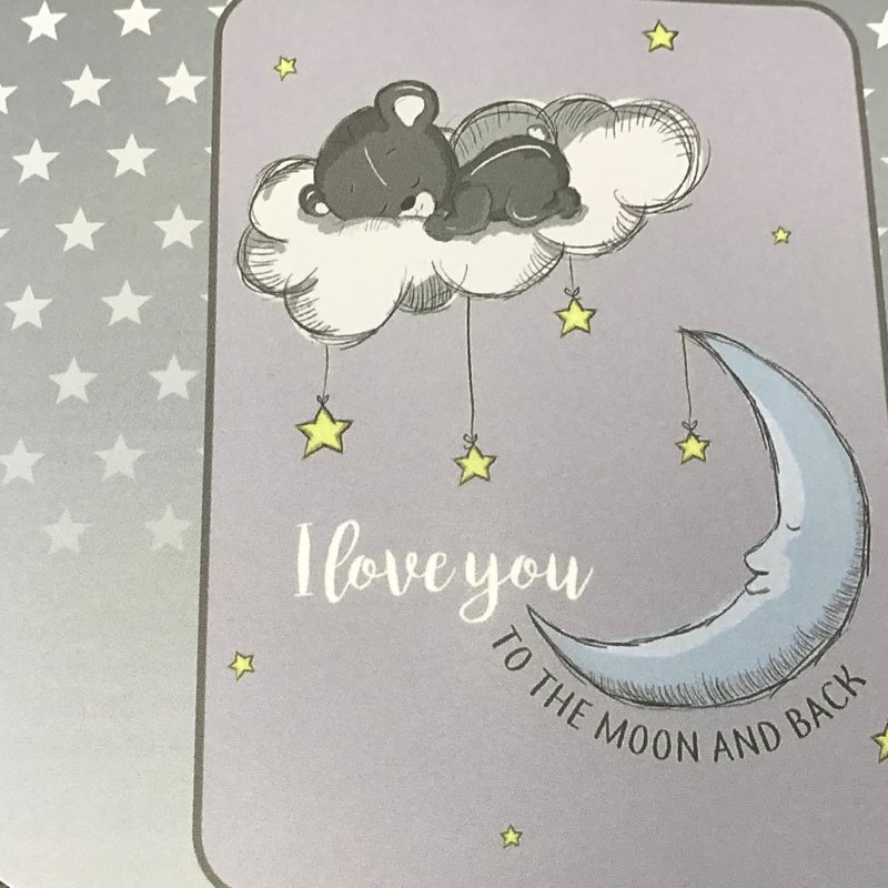 Itsy Bitsy Moon And Back Bear Baby Blanket- Grey