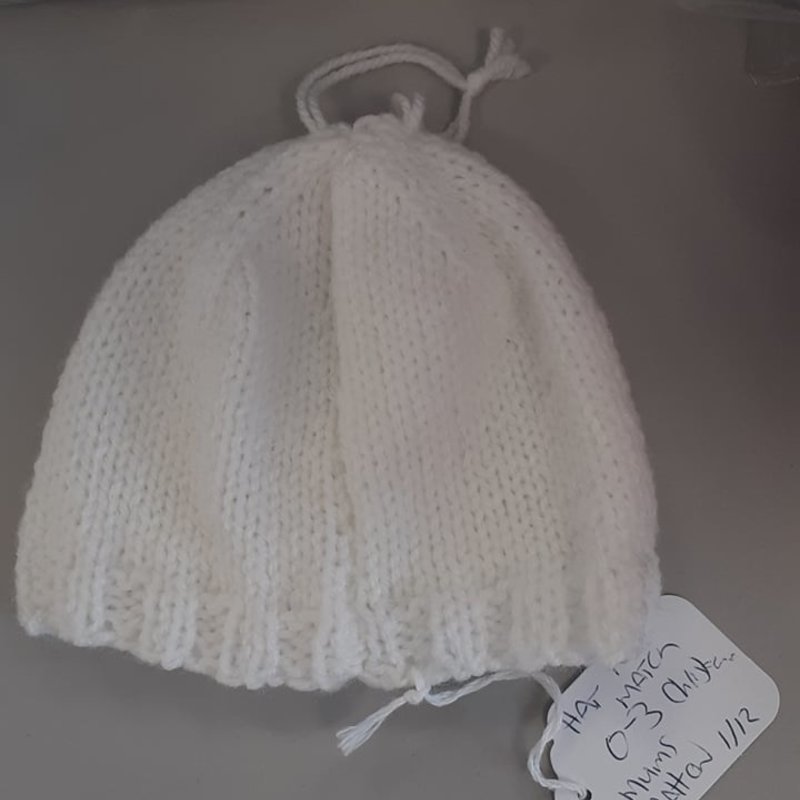 Knitted Christening Hat 0-3 m White