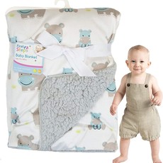 First Steps Sherpa Baby Blanket Hippo Blue