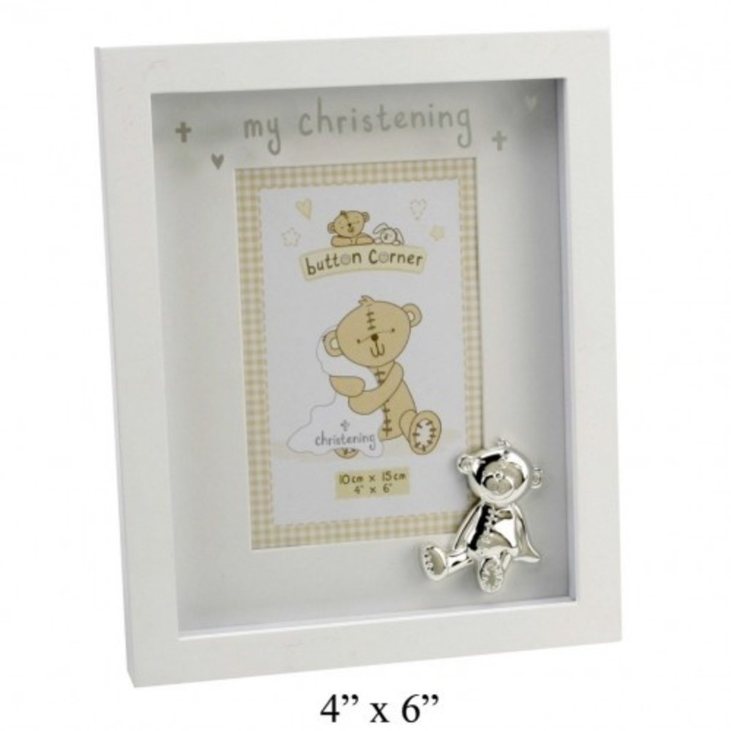 Button Corner Photo Frame & Icon "My Christening" 4" x 6"