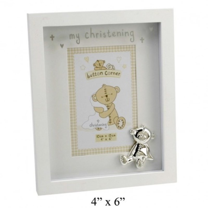 Button Corner Photo Frame & Icon "My Christening" 4" x 6"