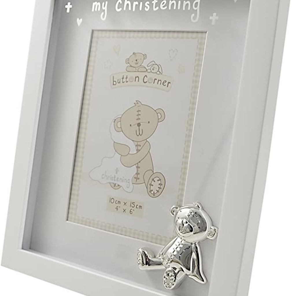 Button Corner Photo Frame & Icon "My Christening" 4" x 6"