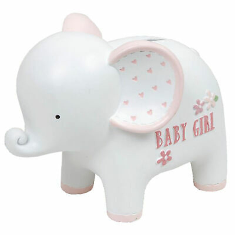 Petit Cheri Collection Resin Money Box Elephant- Baby GIrl