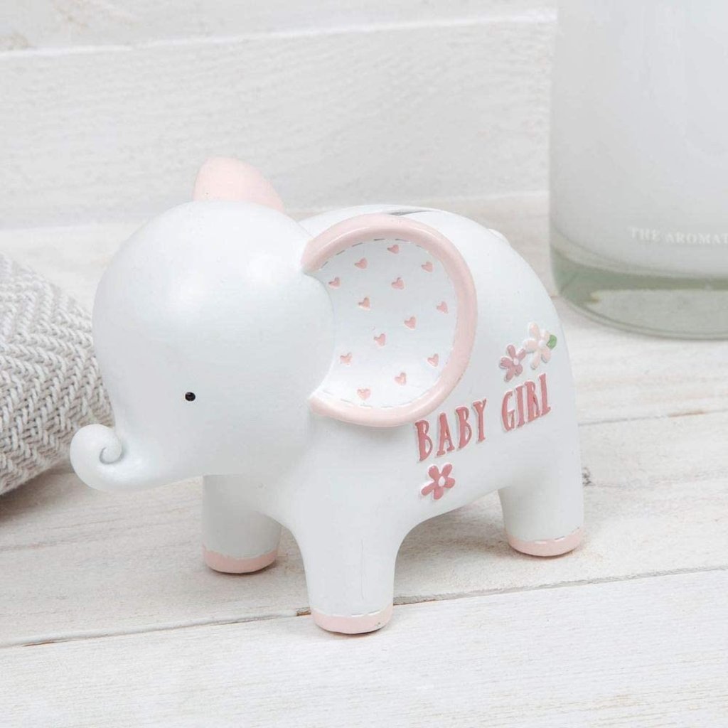 Petit Cheri Collection Resin Money Box Elephant- Baby GIrl