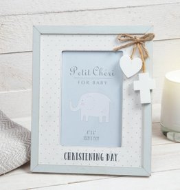 Petit Cheri Christening Photo Frame Blue 4" x 6"