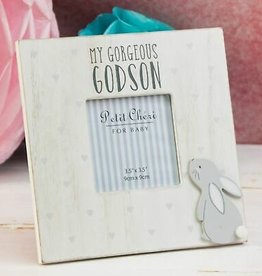 'Petit Cheri' White Frame Rabbit Godson 3.5" x 3.5"