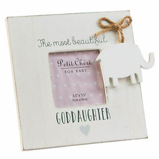'Petit Cheri' White Frame Elephant Goddaughter 3.5" x3.5"