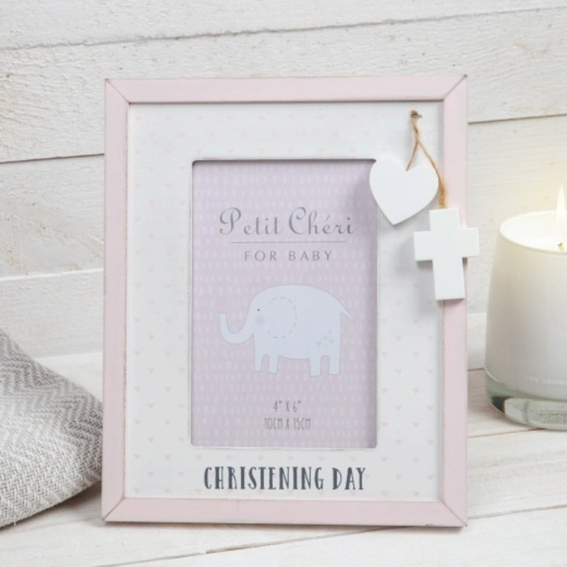 Petit Cheri Christening Photo Frame Pink 4" x 6"