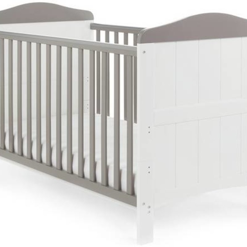 Obaby Obaby Whitby Cot Bed - White with Taupe Grey