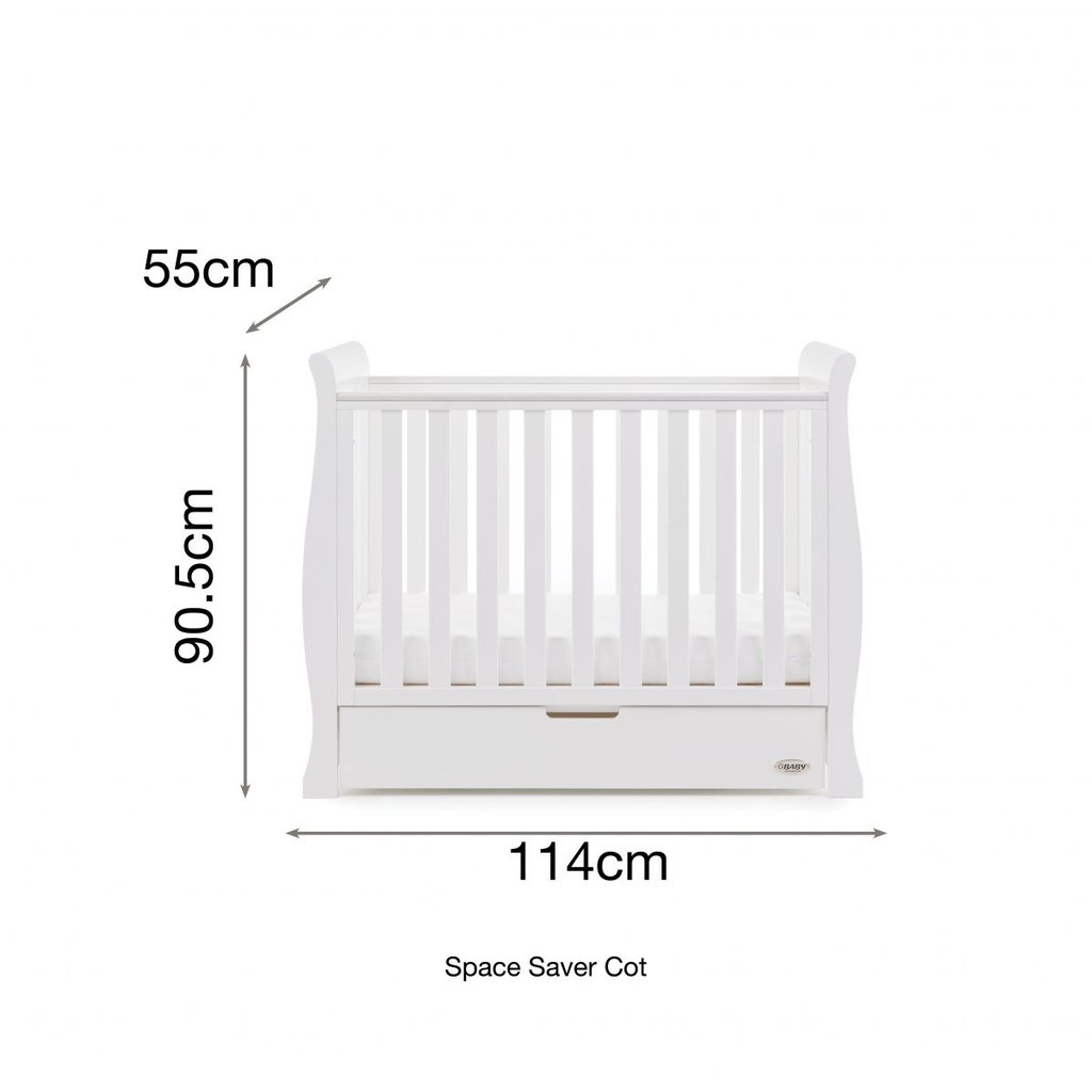 Obaby Stamford Space Saver Sleigh 2 Piece Room Set - White