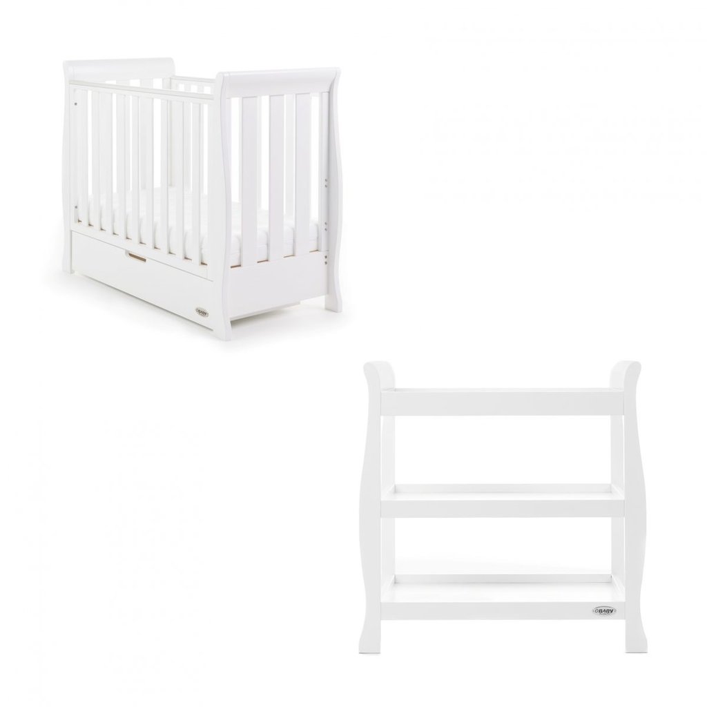 Obaby Stamford Space Saver Sleigh 2 Piece Room Set - White