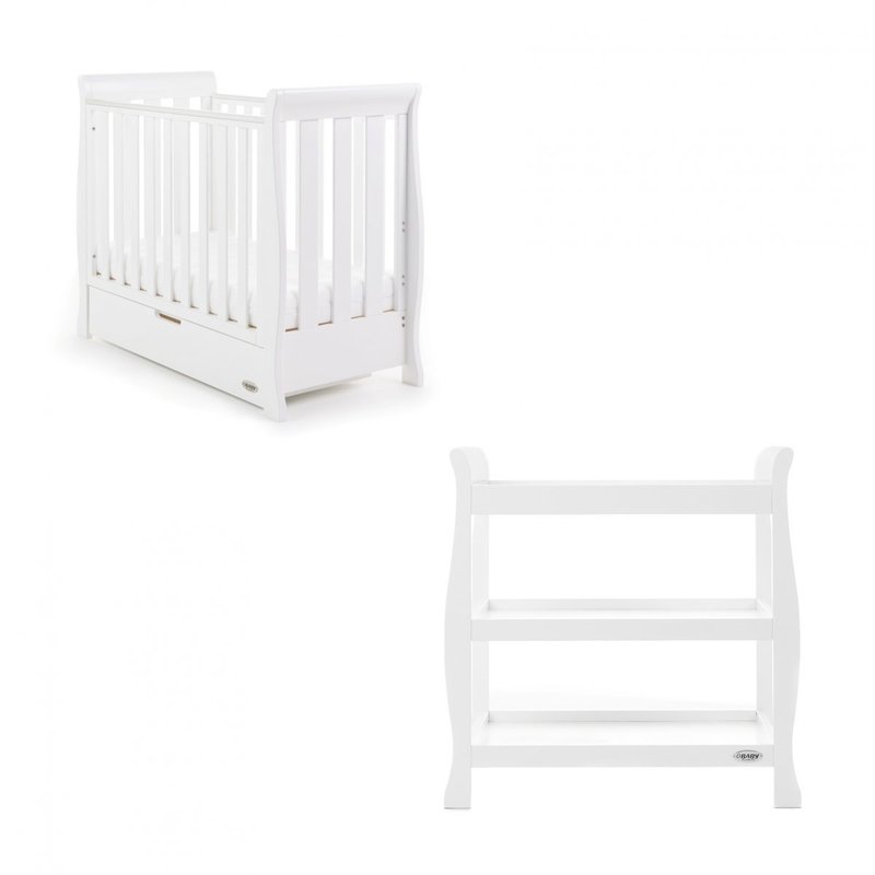 Obaby Stamford Space Saver Sleigh 2 Piece Room Set - White