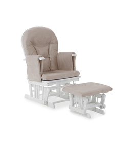 Obaby Obaby - Reclining Glider Chair And Stool -White With Sand Cushion