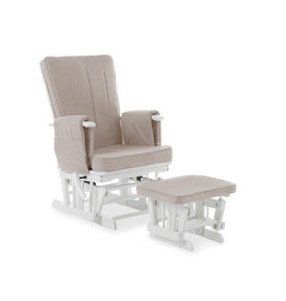 Obaby Obaby - Deluxe Reclining Glider Chair And Stool - White With Sand Cushion