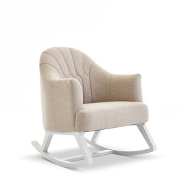 Obaby Obaby - Round Back Rocking Chair – White with Oatmeal Padded Seat