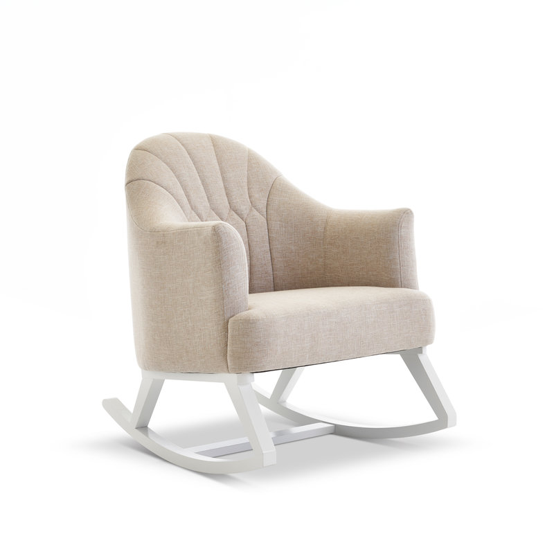 Obaby Obaby - Round Back Rocking Chair – White with Oatmeal Padded Seat