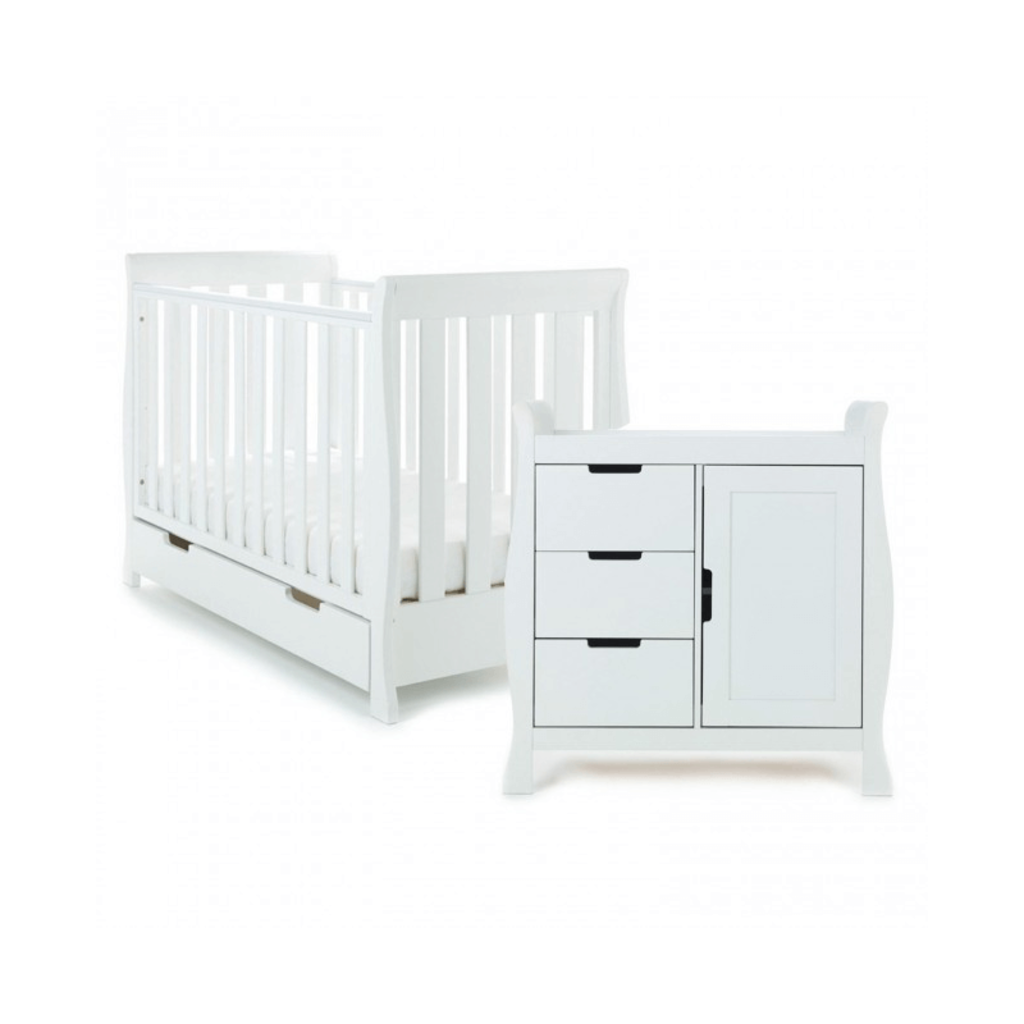 Obaby Obaby Stamford Mini Sleigh 2 Piece Room Set - White