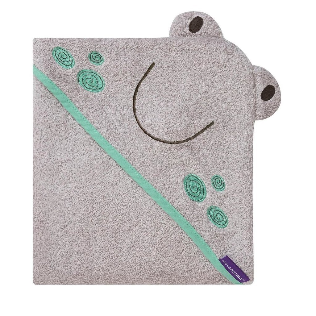 Clevamama Clevamama Bamboo Apron Baby Bath Towel  Grey Franky the Frog