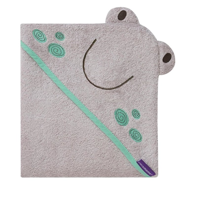 Clevamama Clevamama Bamboo Apron Baby Bath Towel  Grey Franky the Frog