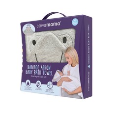 Clevamama Clevamama Bamboo Apron Baby Bath Towel  Grey Franky the Frog