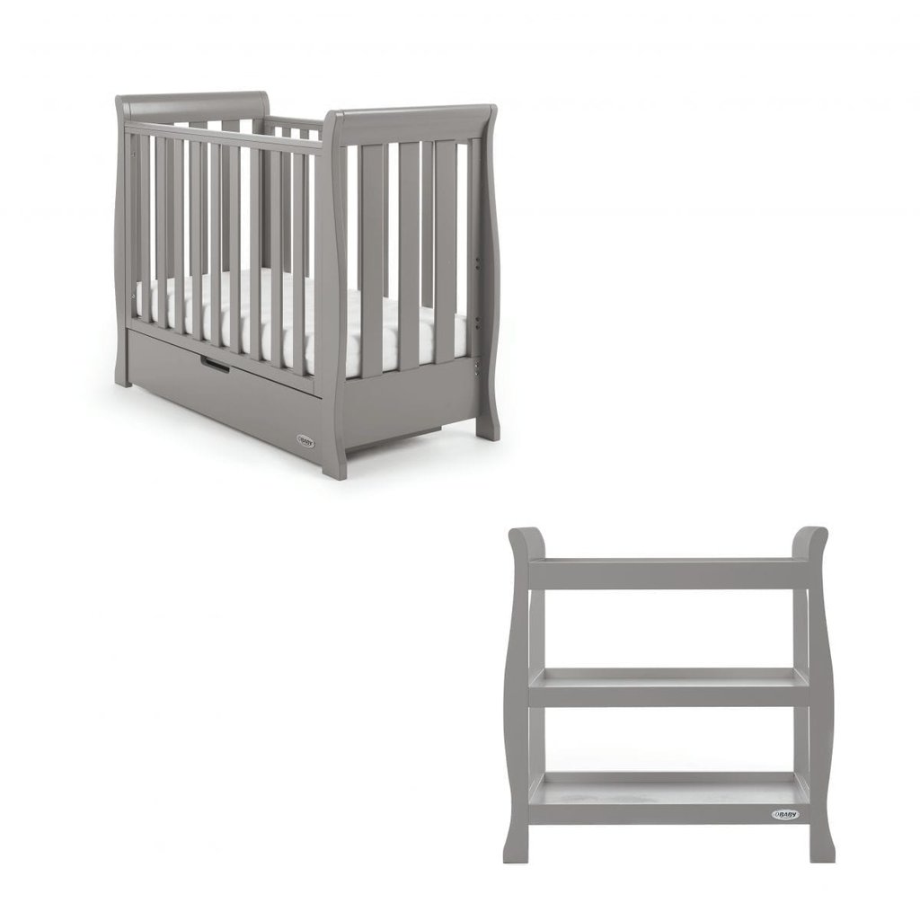 Obaby Stamford Space Saver Sleigh 2 Piece Room Set – Taupe Grey