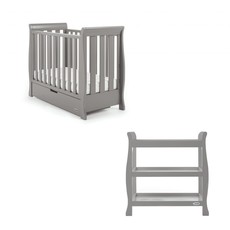 Obaby Stamford Space Saver Sleigh 2 Piece Room Set – Taupe Grey