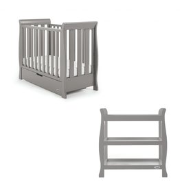 Obaby Stamford Space Saver Sleigh 2 Piece Room Set – Taupe Grey