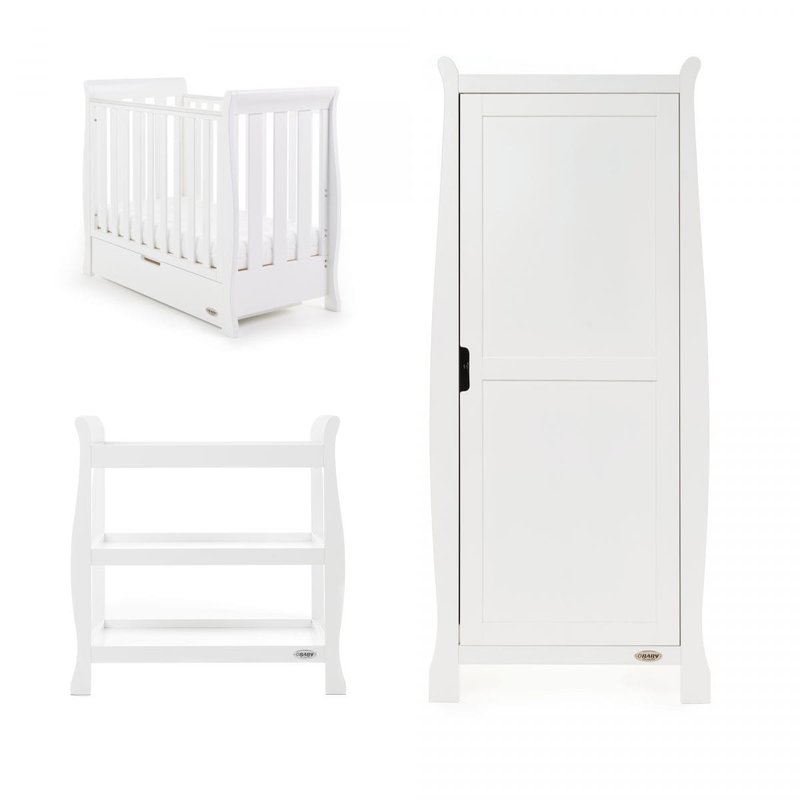 Obaby Stamford Space Saver Sleigh 3 Piece Room Set – White