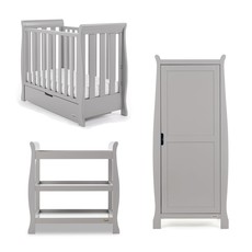 Obaby Stamford Space Saver Sleigh 3 Piece Room Set – Warm Grey