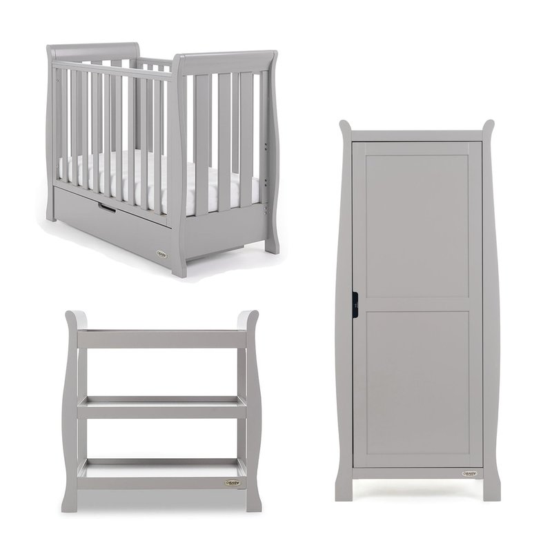 Obaby Stamford Space Saver Sleigh 3 Piece Room Set – Warm Grey