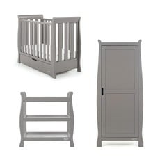 Obaby Stamford Space Saver Sleigh 3 Piece Room Set – Taupe Grey