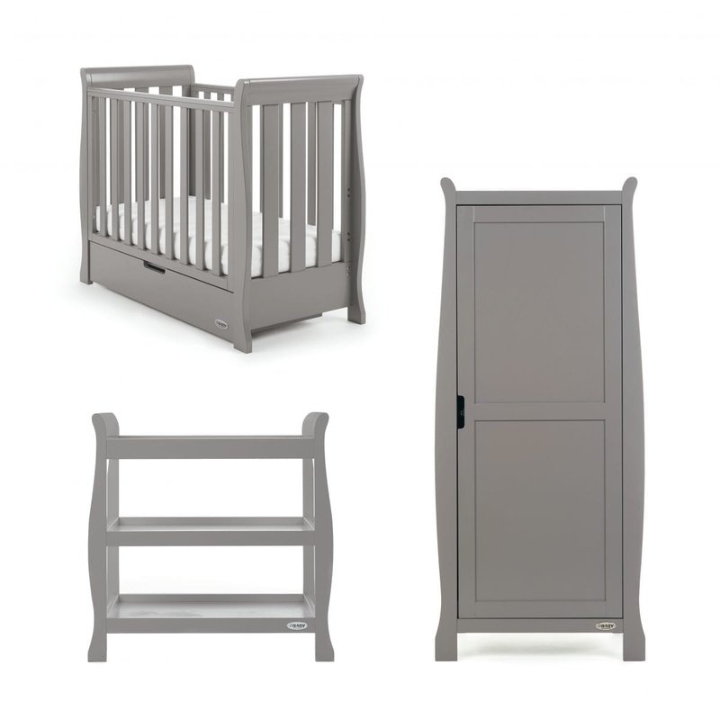 Obaby Stamford Space Saver Sleigh 3 Piece Room Set – Taupe Grey