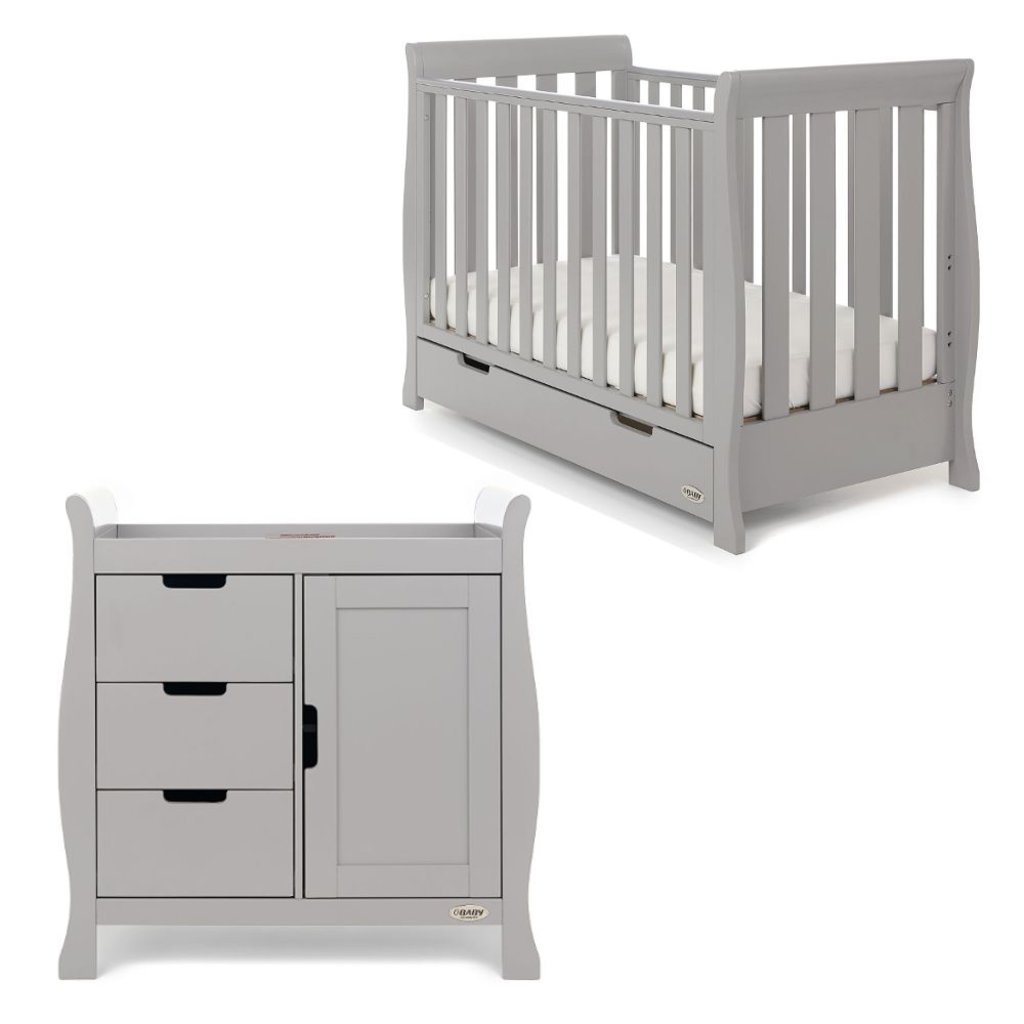 Obaby Obaby Stamford Mini Sleigh 2 Piece Room Set - Warm Grey