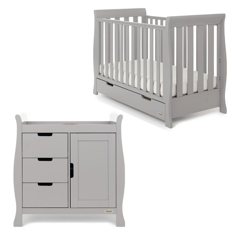 Obaby Obaby Stamford Mini Sleigh 2 Piece Room Set - Warm Grey