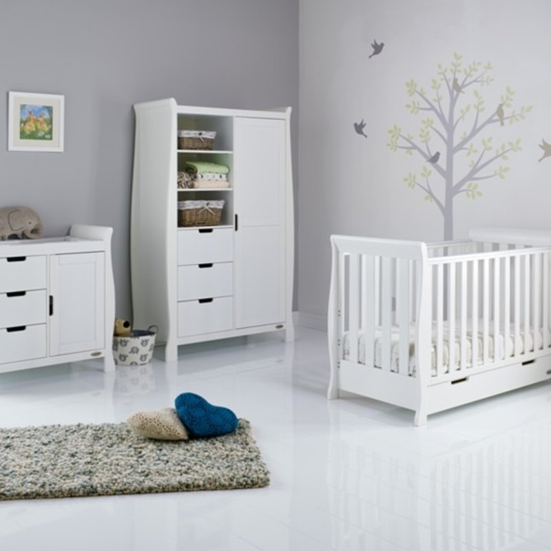 Obaby Obaby Stamford Mini Sleigh 3 Piece Room Set - White