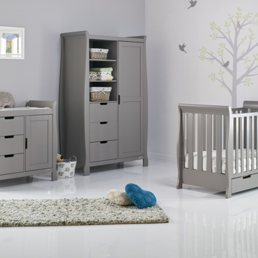 Obaby Obaby Stamford Mini Sleigh 3 Piece Room Set - Taupe Grey