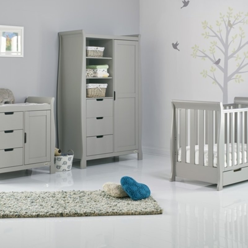 Obaby Stamford Mini Sleigh 3 Piece Room Set - Warm Grey