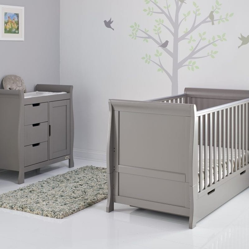 Obaby Obaby Stamford Classic Sleigh 2 Piece Room Set - Taupe Grey