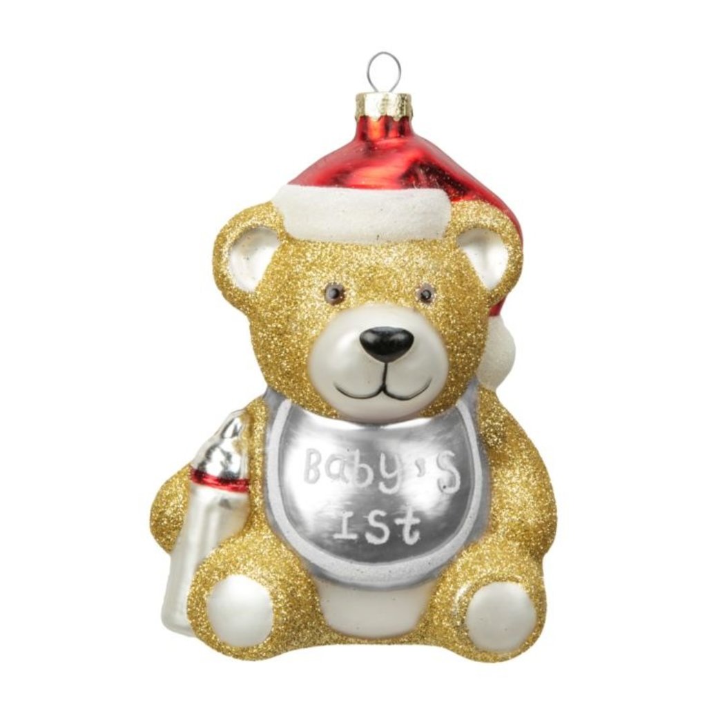 Christmas Baby's 1st Bear Silver Bib Hanging Decoation