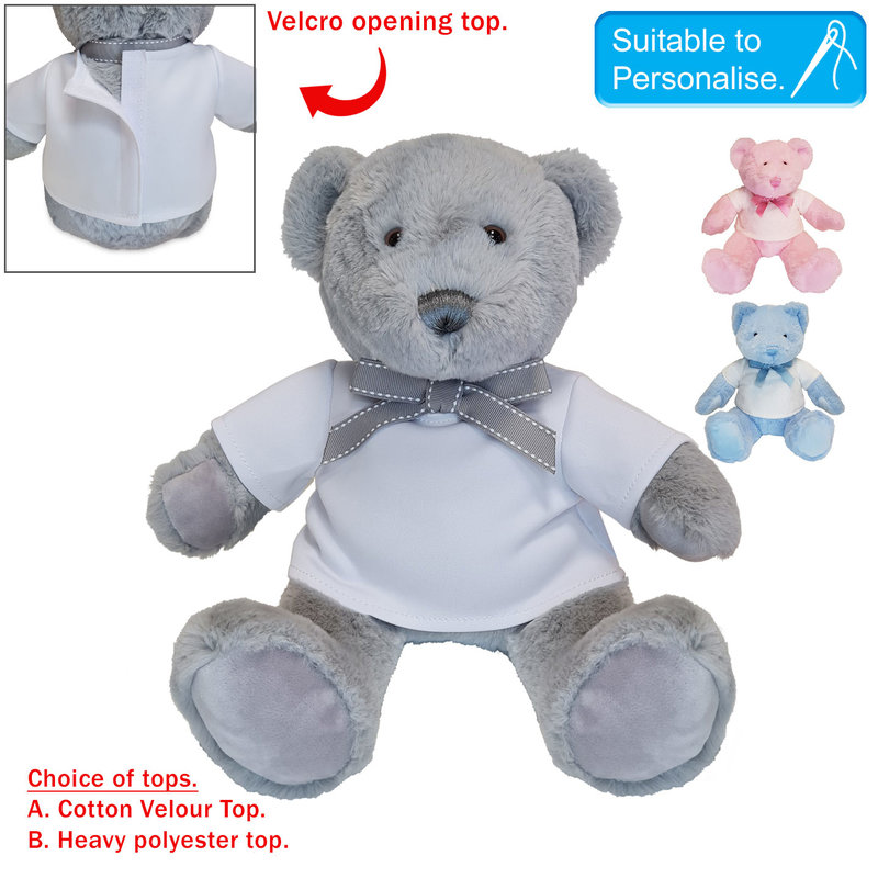 Baby Bow Soft Teddy -Grey