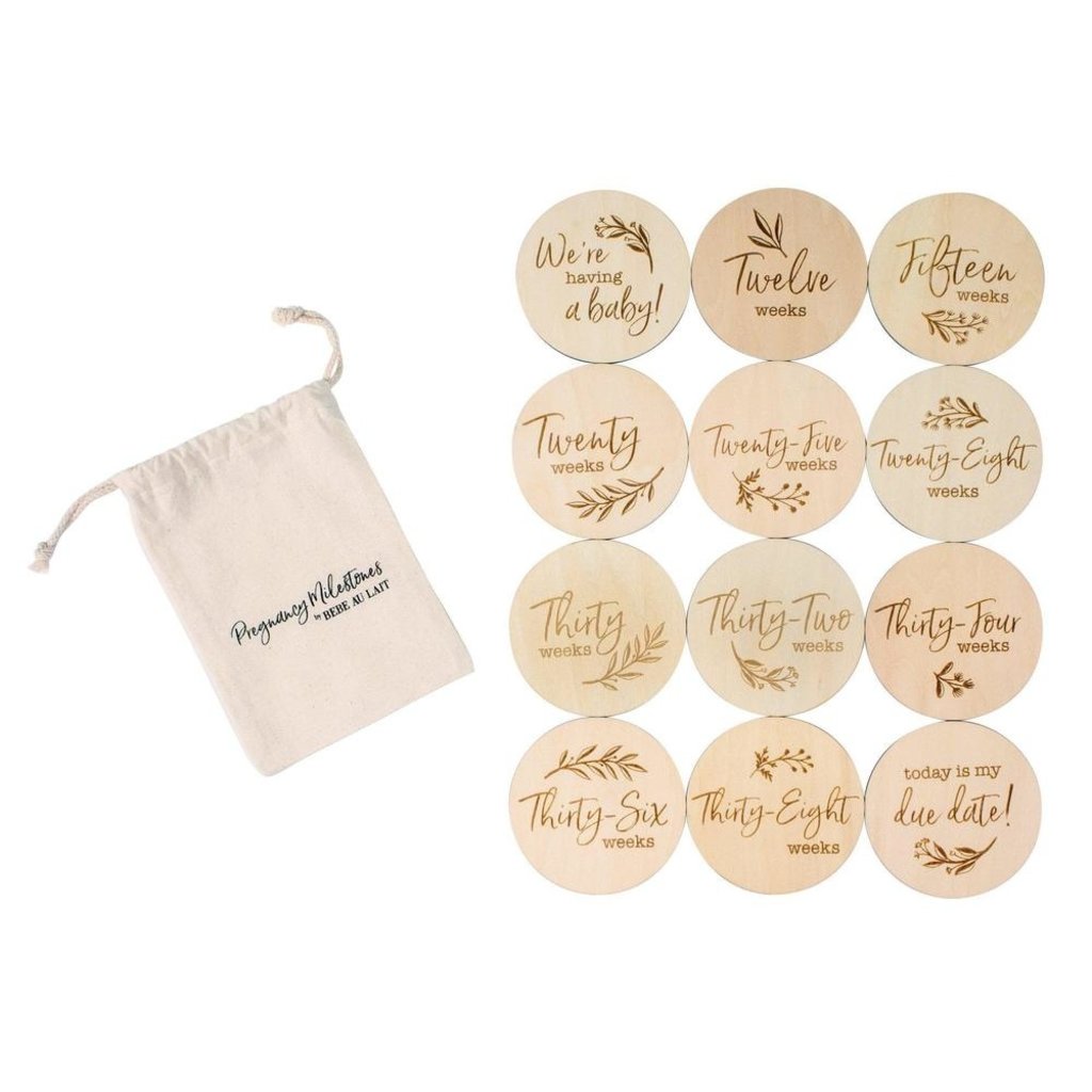 Bebe au Lait Pregnancy 12 piece Set Wooden Bebe Sayings Disc