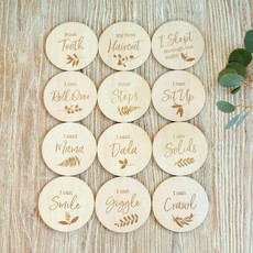 Bebe au Lait Baby’s Firsts  Wooden  Sayings Disc 12pc