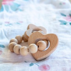 Bebe au Lait Heart and Flower Wooden Bebe Teether